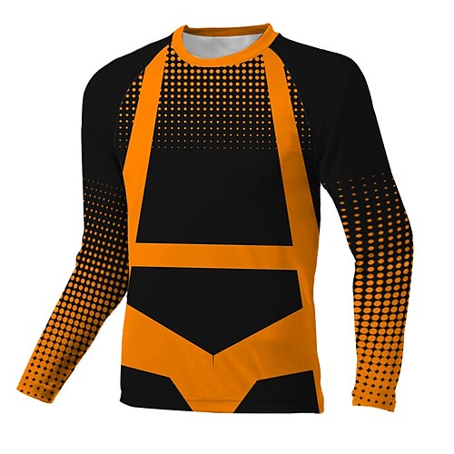 

21Grams Men's Downhill Jersey Long Sleeve Orange Polka Dot Bike Breathable Quick Dry Polyester Spandex Sports Polka Dot Clothing Apparel / Stretchy