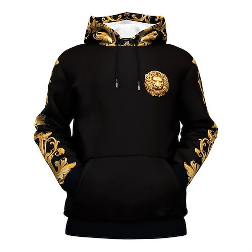 

Per uomo Unisex Felpa con cappuccio Felpa con cappuccio pullover Nero Con cappuccio Leone Stampe astratte Stampa Giornaliero Sport Stampa 3D Streetwear Originale Informale Primavera & Autunno