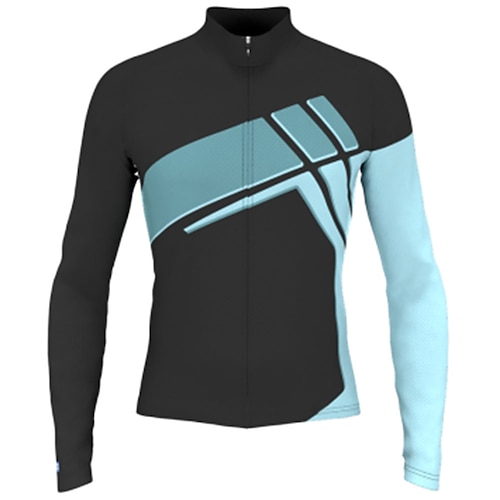 

21Grams Men's Cycling Jersey Long Sleeve Bike Top with 3 Rear Pockets Mountain Bike MTB Road Bike Cycling Breathable Quick Dry Moisture Wicking Reflective Strips Black Blue Geometic Polyester Spandex