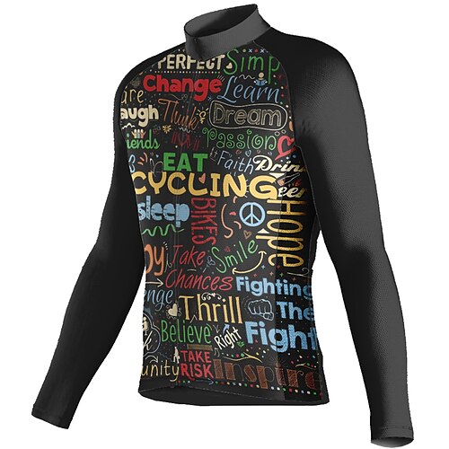 

21Grams Men's Cycling Jersey Long Sleeve Bike Top with 3 Rear Pockets Mountain Bike MTB Road Bike Cycling Breathable Quick Dry Moisture Wicking Reflective Strips Black Polyester Spandex Sports