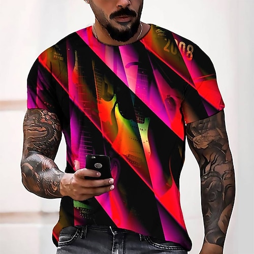 

Men's T shirt Tee Tee Graphic Round Neck Red Short Sleeve 3D Print Casual Daily 3D Print Tops Fashion Cool Designer Comfortable / Summer / Summer