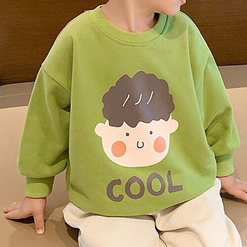 

Kids Boys Sweatshirt Cartoon School Long Sleeve Cool Cotton 2-8 Years Winter Green Black Yellow