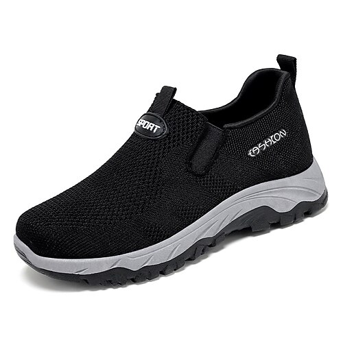 

Men's Sneakers Flyknit Shoes Sporty Casual Daily Walking Shoes Polyester Black Gray Fall Spring