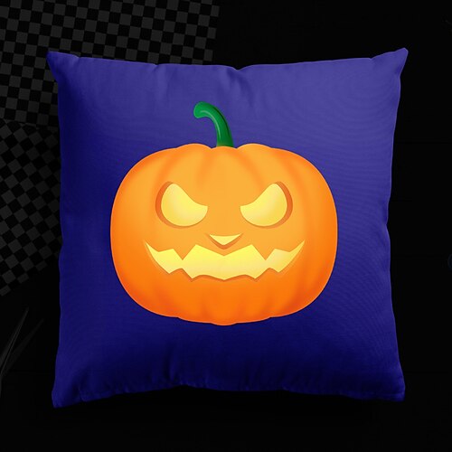 

Halloween UV Reactive Cushion Cover 1PC Soft Decorative Pumpkin Square Throw Pillow Cover Cushion Case Pillowcase for Bedroom Livingroom Superior Quality Machine Washable Indoor Cushion for Sofa Couch Bed Chair