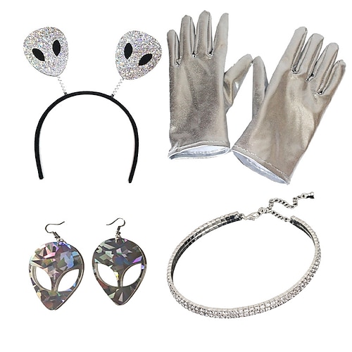 

Halloween Props Women's Halloween Festival / Holiday Silvery Women's Easy Carnival Costumes / 1 Pair of Earrings / Bracelet / Gloves / Headwear