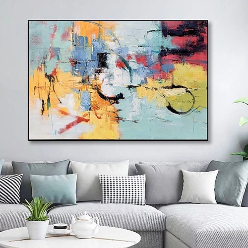 

Handmade Hand Painted Oil Painting Wall Art Modern Abstract Colorful Figure Painting Home Decoration Decor Rolled Canvas No Frame Unstretched