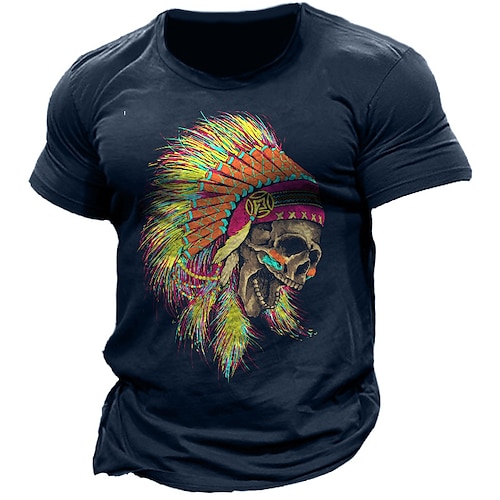 

Men's Unisex T shirt Tee Skull Graphic Prints Crew Neck Army Green Dark Gray Navy Blue Black Outdoor Street Short Sleeve Print Clothing Apparel Sports Designer Casual Big and Tall / Summer / Summer