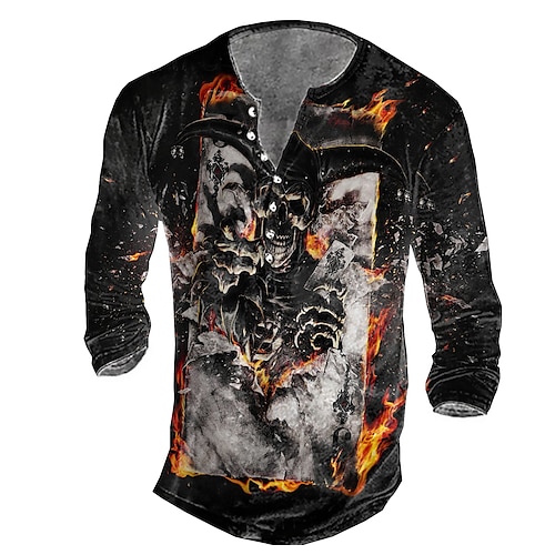 

Men's T shirt Tee Tee Graphic Round Neck Black Long Sleeve 3D Print Casual Daily Print Tops Fashion Designer Comfortable Big and Tall