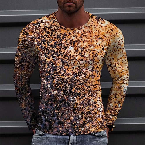 

Men's T shirt Tee Tee Graphic Round Neck Green Blue Gray Purple Orange Long Sleeve 3D Print Casual Daily Print Tops Fashion Designer Comfortable Big and Tall