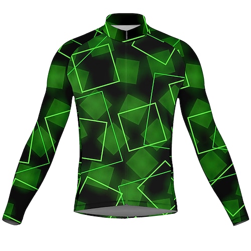 

21Grams Men's Cycling Jersey Long Sleeve Bike Top with 3 Rear Pockets Mountain Bike MTB Road Bike Cycling Breathable Quick Dry Moisture Wicking Reflective Strips Green Polyester Spandex Sports
