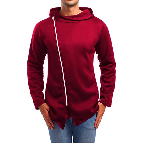 

Men's Full Zip Hoodie Jacket Solid Color Zipper Pocket Daily Holiday Going out non-printing Casual Streetwear Hoodies Sweatshirts Red