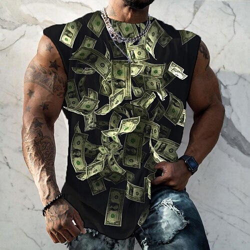 

Men's T shirt Tee 3D Print Graphic Patterned Crew Neck Street Casual Print Cap Sleeve Tops Designer Basic Classic Comfortable Green / Summer / Sports / Summer