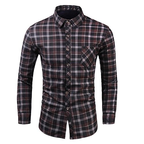 

Men's Shirt Dress Shirt Plaid Check Shirt Tartan Classic Collar Navy Blue Coffee Casual Daily Long Sleeve Clothing Apparel Business Casual