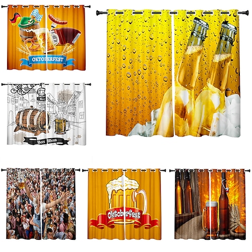 

2 Panels Set Blackout Curtains Oktoberfest Design Thermal Insulated Curtains for Bedroom Living Room Modern Grommet Window Drapes Curtain Drapes