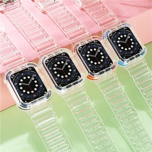 

1PC Smart Watch Band with Case Compatible with Apple iWatch Series 8 7 6 5 4 3 2 1 SE for iWatch Smartwatch Strap Wristband TPU Waterproof Adjustable Transparent