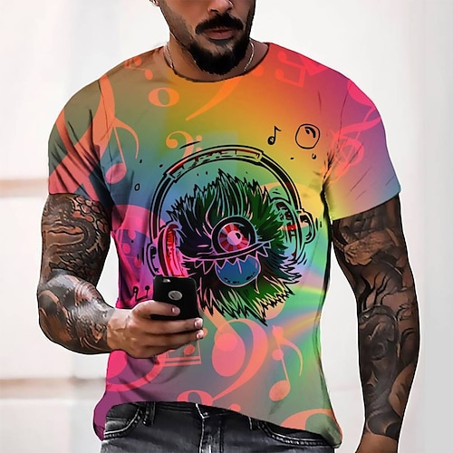 

Men's T shirt Tee Tee Graphic Round Neck Red Short Sleeve 3D Print Casual Daily 3D Print Tops Fashion Cool Designer Comfortable / Summer / Summer