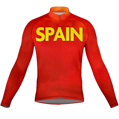 

21Grams Men's Cycling Jersey Long Sleeve Bike Top with 3 Rear Pockets Mountain Bike MTB Road Bike Cycling Breathable Quick Dry Moisture Wicking Reflective Strips Red Polyester Spandex Sports Clothing