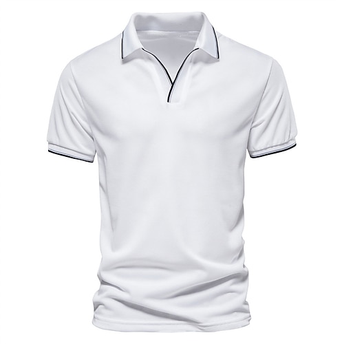 

Men's Collar Polo Shirt Golf Shirt Solid Color Turndown Dark Green Navy Blue Light Blue White Black Street Daily Short Sleeve Clothing Apparel Fashion Casual Comfortable