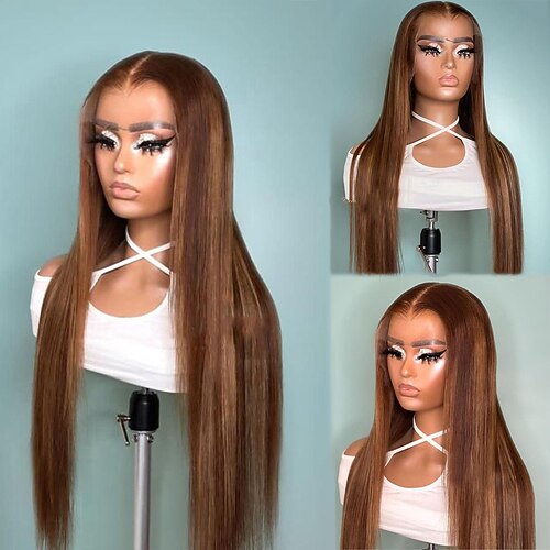 

Remy Human Hair 13x4 Lace Front Wig Free Part Brazilian Hair Straight Multi-color Wig 130% 150% Density with Baby Hair Highlighted / Balayage Hair Natural Hairline 100% Virgin Pre-Plucked For Women