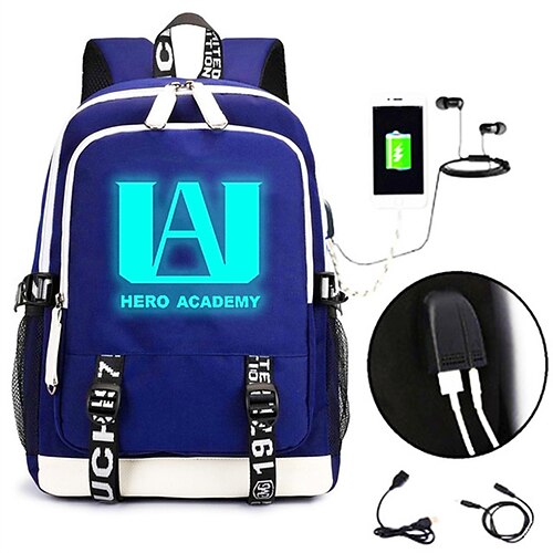 

My Hero Academia Anime Student Backpack Backpack to Reduce the Burden of Usb Charging School Bag Computer Bag Luminous Bag