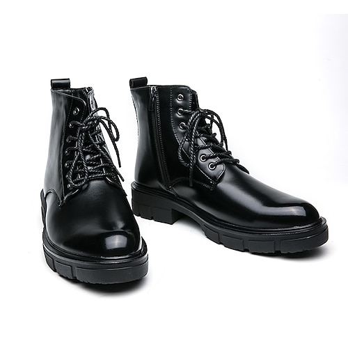 

Men's Boots British Style Plaid Shoes Combat Boots Business Casual British Daily Office & Career PU Booties / Ankle Boots Black Winter Fall