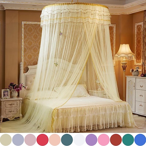

Mosquito Net for Bed, King Size Bed Canopy Hanging Curtain Netting, Princess Round Hoop Sheer Bed Canopy for All Kids Baby Cribs and Adult Beds Fit Twin, Full, Queen