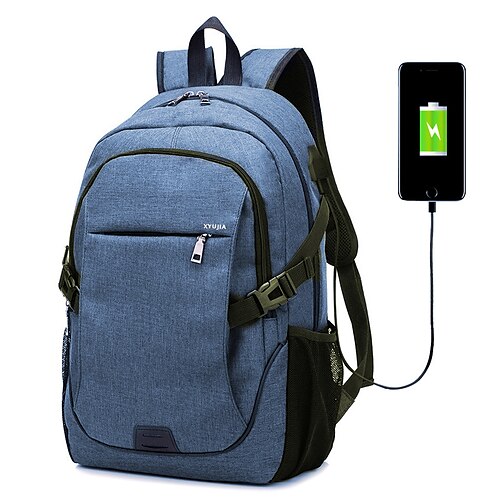 

Unisex Backpack School Bag Bookbags Rucksack Functional Backpack Canvas Solid Color Large Capacity Waterproof School Blue Black Gray Purple