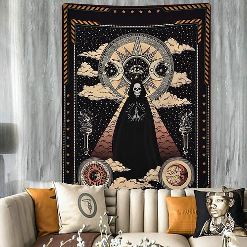 

Halloween Party Holiday Wall Tapestry Art Decor Blanket Curtain Picnic Tablecloth Hanging Home Bedroom Living Room Dorm Decoration Psychedelic Pumpkin Haunted Scary House Polyester