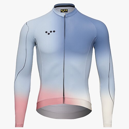 

21Grams Men's Cycling Jersey Long Sleeve Bike Top with 3 Rear Pockets Mountain Bike MTB Road Bike Cycling Breathable Quick Dry Moisture Wicking Reflective Strips Green Grey Gradient Polyester Spandex