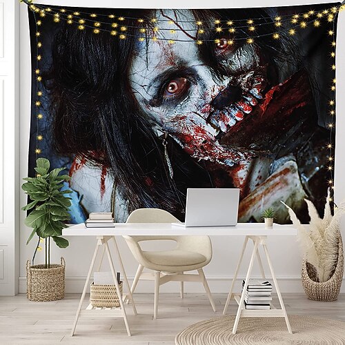 

Halloween Horror Bloody Tapestry Art Deco Blanket Curtain Hanging Home Bedroom Living Room Decor