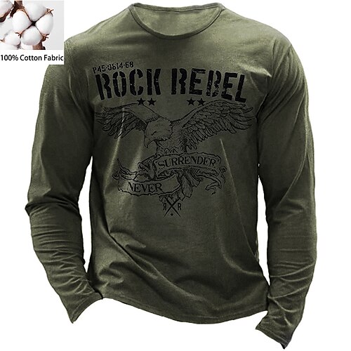 

Men's Unisex T shirt Tee Letter Eagle Crew Neck Green Print Outdoor Street Long Sleeve Print Clothing Apparel Sports Designer Simple Casual