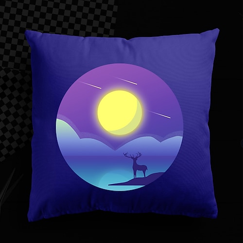 

UV Reactive Cushion Cover 1PC Soft Decorative Moon Square Throw Pillow Cover Cushion Case Pillowcase for Bedroom Livingroom Superior Quality Machine Washable Indoor Cushion for Sofa Couch Bed Chair