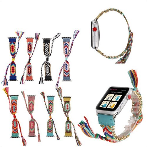 

1pc Smart Watch Band Compatible with Apple iWatch 38/40/41mm 42/44/45mm Metal Fabric Adjustable Braided Scrunchie Band Decorative Rings Loops for iWatch Smartwatch Strap Wristband for Series 7 / SE