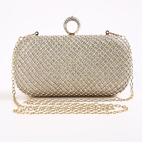 

Women's Evening Bag Alloy Crystals Plaid Party / Evening Daily Black Silver Gold