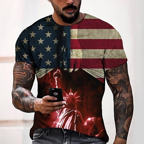 

Men's T shirt Tee Tee Graphic Round Neck Green Blue Gray Purple Orange Short Sleeve 3D Print Casual Daily 3D Print Tops Fashion Cool Designer Comfortable / Summer / Summer