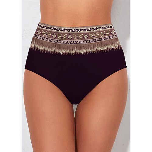 

Women's Swimwear Cover Up Beach Bottom Normal Swimsuit Printing High Waisted Geometric Brown Bathing Suits Sports Vacation Fashion / Sexy / Modern / New