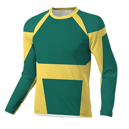 

21Grams Men's Downhill Jersey Long Sleeve Green Patchwork Bike Breathable Quick Dry Polyester Spandex Sports Patchwork Clothing Apparel / Stretchy