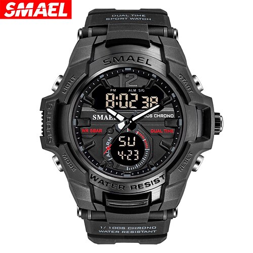 

SMAEL Dual Time Army Sport Watch for Men Luminous Waterproof Quart Digital Wristwatch Alarm Clock LED Backlight Calendar 1805