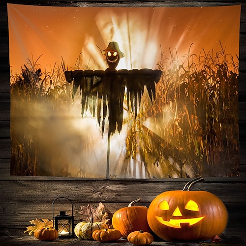 

Halloween Party Wall Tapestry Art Decor Blanket Curtain Hanging Home Bedroom Living Room Decoration Polyester Pumpkin Bat Ghost Castle Witch Halloween Decorations