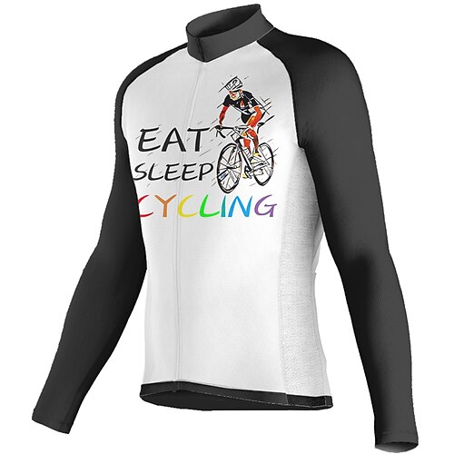 

21Grams Men's Cycling Jersey Long Sleeve Bike Top with 3 Rear Pockets Mountain Bike MTB Road Bike Cycling Breathable Quick Dry Moisture Wicking Reflective Strips White Graphic Polyester Spandex Sports