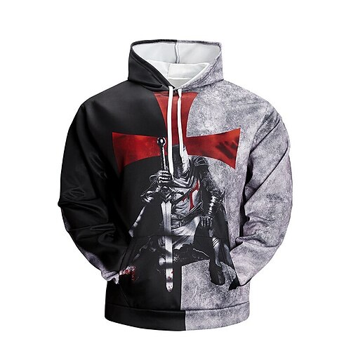 

Men's Unisex Pullover Hoodie Sweatshirt Hooded Graphic Prints Cross Print Daily Sports 3D Print Streetwear Designer Hoodies Sweatshirts Long Sleeve Black