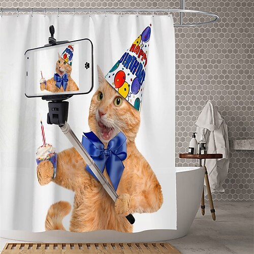 

Waterproof Fabric Shower Curtain Bathroom Decoration and Modern and Cat and Classic Theme.The Design is Beautiful and DurableWhich makes Your Home More Beautiful.