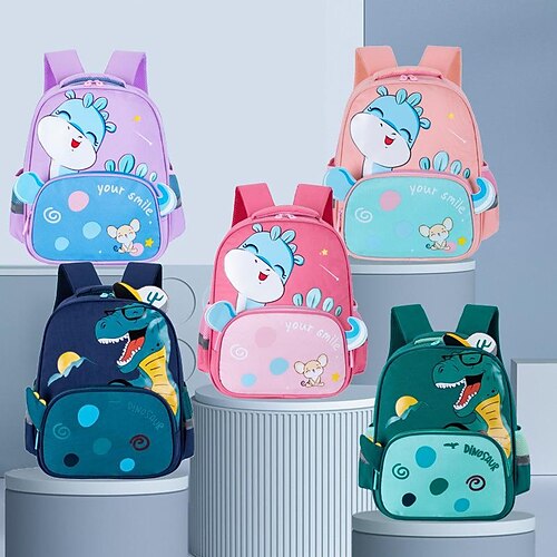 

Boys Girls' School Bag Bookbag Mini Backpack Nylon Cartoon Animal Waterproof Durable Zipper School Daily Traveling Green Blue Purple Pink Rose Red