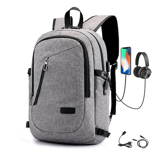 

Men's Laptop Bag Backpack Solid Color Daily Office & Career Light Blue Black Dark Blue