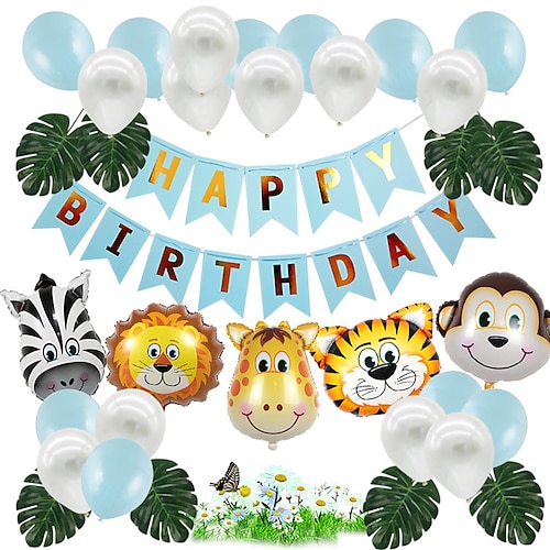 

1 set Birthday Happy Birthday Festival / Party Animal Banner Garland Balloon for Gift Decoration Party 10 inch Paper Emulsion