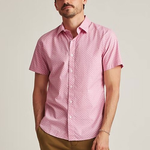 

Men's Shirt 3D Print Geometry Turndown Street Casual Button-Down Print Short Sleeve Tops Casual Fashion Breathable Pink / Summer