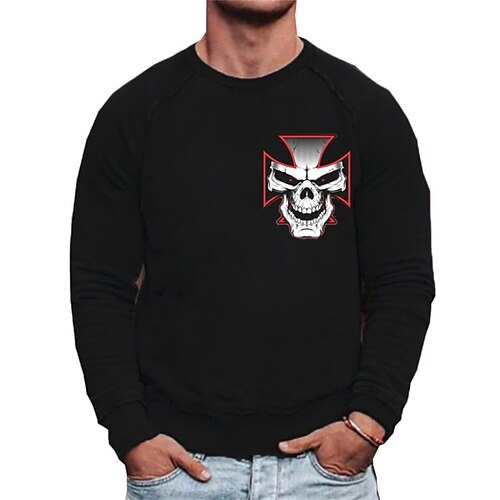 

Men's Sweatshirt Pullover Graphic Skull Print Daily Holiday Going out Hot Stamping Streetwear Casual Hoodies Sweatshirts Long Sleeve Black