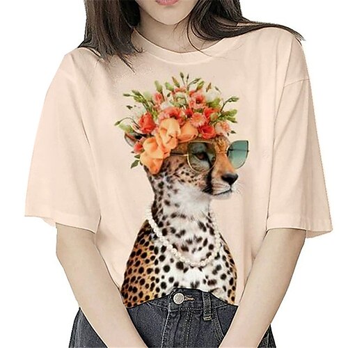 

Kids Girls' T shirt Animal Outdoor 3D Print Short Sleeve Crewneck Active 3-12 Years Spring Pink
