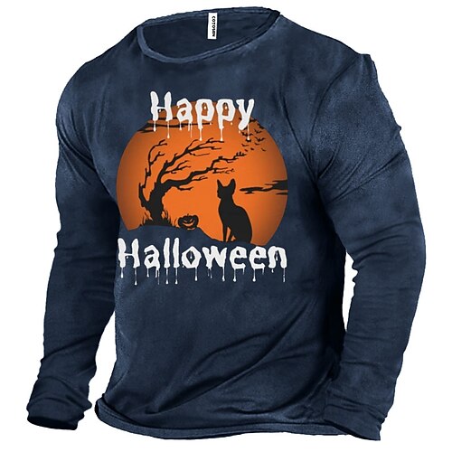 

Men's Unisex T shirt Tee Cat Letter V Neck Green Black Gray Navy Blue Long Sleeve Hot Stamping Outdoor Street Print Tops Basic Sports Designer Simple