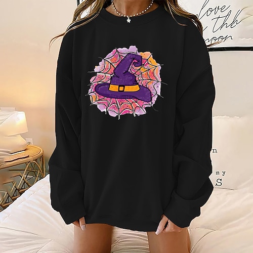 

Women's Sweatshirt Pullover Graphic Patterned Print Halloween Weekend Hot Stamping Active Streetwear Hoodies Sweatshirts Black Gray Orange